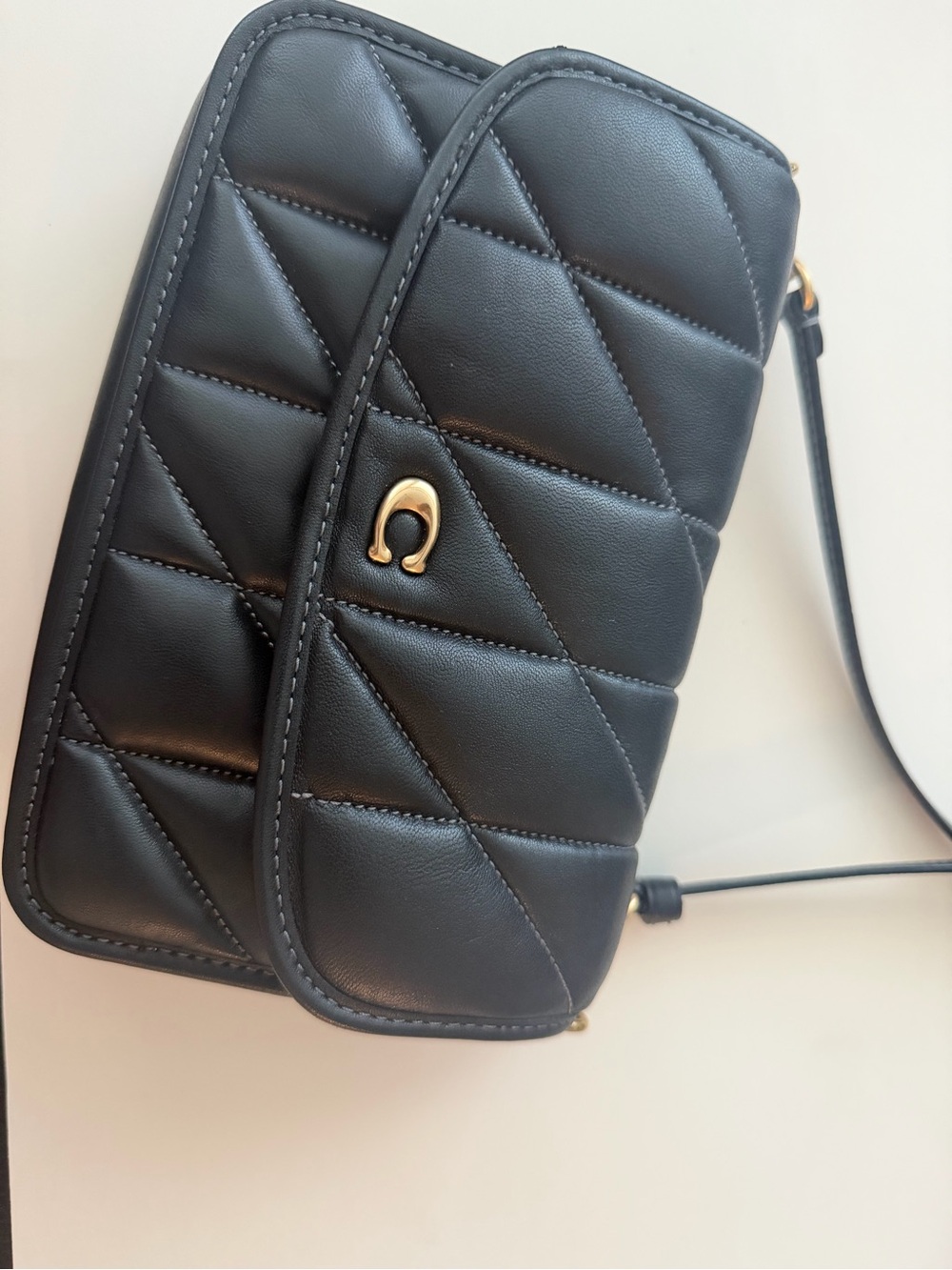 Coach Black Quilted Crossbody with Gold Accent